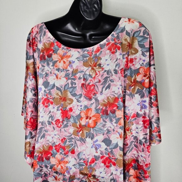 VTG 60s 70s Hawaiian Floral Kaftan Maxi Dress Mumuu Patio - Picture 9 of 14